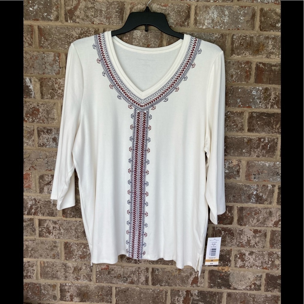 ALLISON DAILEY TOP New With Tags Size 3X Embroidered
